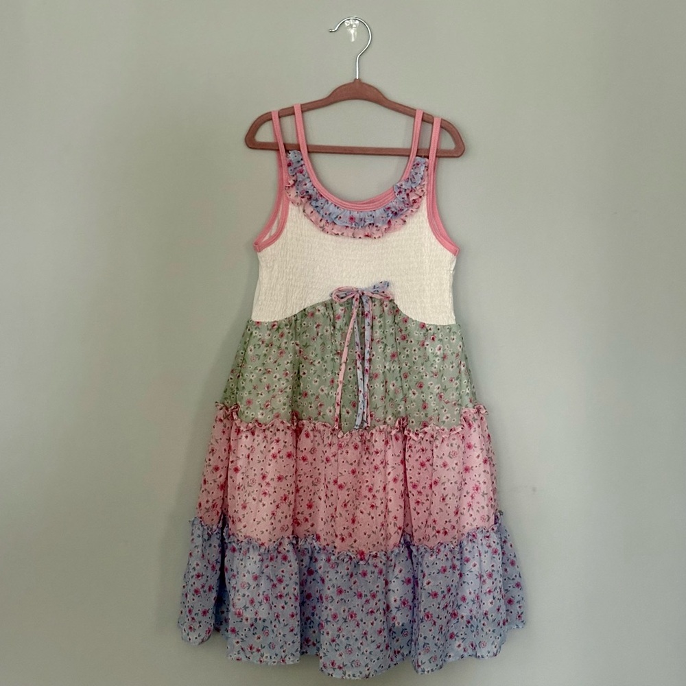 Jona Michelle Girls Tiered Floral Dress Size 7 Pastel Spring Easter